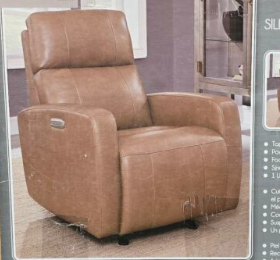 SYNERGY LEATHER POWER RECLINER BROWN LEATHER