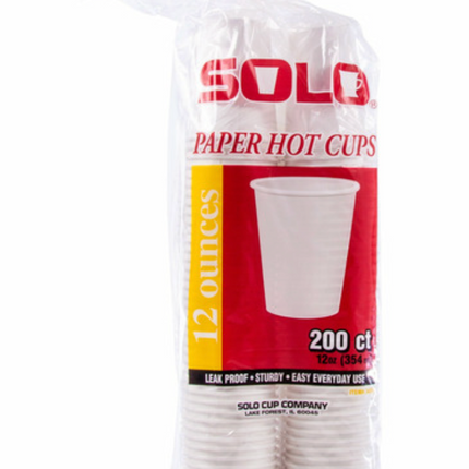Solo Paper Hot Cups, White, 8 oz, 200 ct