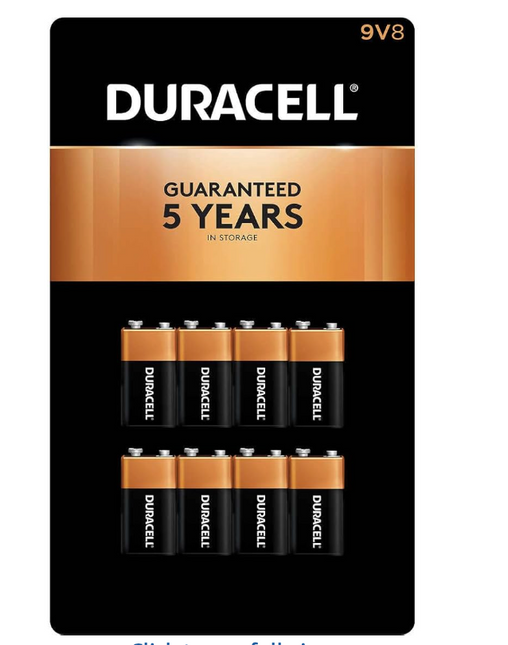 Duracell 9V Alkaline Batteries 6-8 Count