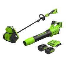 Greenworks 24 V Max 4-Piece Snow Shovel and Leaf Blower Combo Kit Used