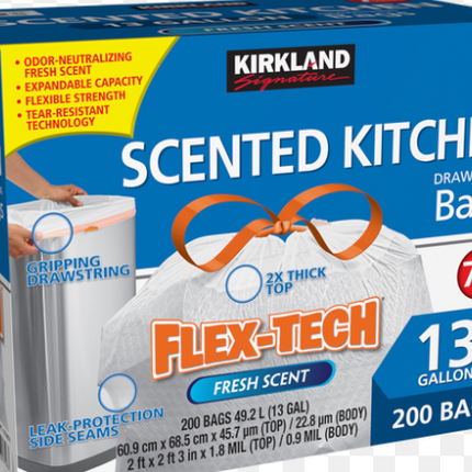 KS 13-Gal. S/US Drawstring Kitchen Trash Bags