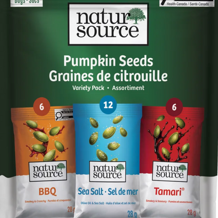 NaturSource Dry Roasted Pumpkin Seed Variety Pack, 24 × 28 g