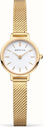 Bering Women's Gold Mesh Bracelet | White Dial 11022-334