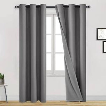 Home Textiles Grey Textured Linen Bedroom 1 Curtain 52" x 84"