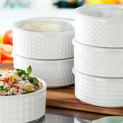 Signature Housewares Stoneware Bowls with Lids 6pack