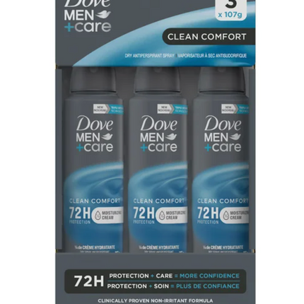 Dove Men+Care Antiperspirant Dry Spray, 3 x 107 g