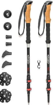Cascade Mountain Tech Carbon Fiber Adjustable Lightweight Trekking Poles