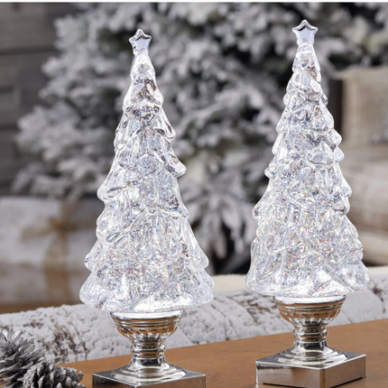 Lighted Glitter Trees - Set of 2