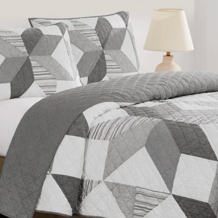 Origami Patchwork Quilt Set, 3-piece QUEEN