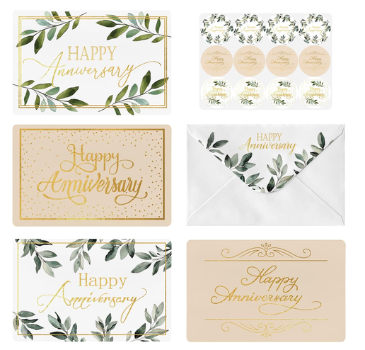 36 Pack 4 styles Happy Anniversary Greeting Cards 4x6