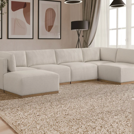Henredon 6-piece Fabric Sectional with Ottoman
