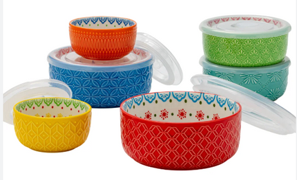 Signature Housewares Morocco Bowls with Lids, 6-piece