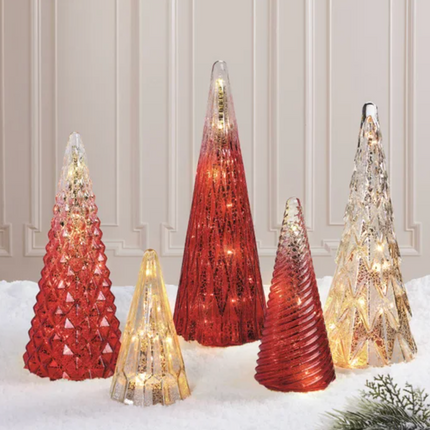 Set of 5 LED Glass Trees
