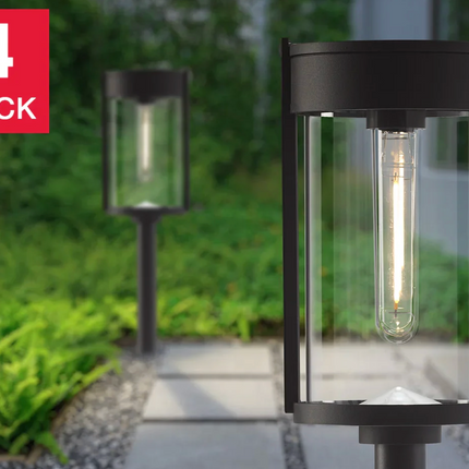 NS Pathway Lights Vintage-Style, 4-pack (2 BROKEN/MISSING parts)