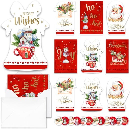 Alupssuc Boxed Christmas Postcards Set with Envelopes 24pcs