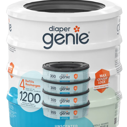 Diaper Genie Unscented Round Refill, 4-pack
