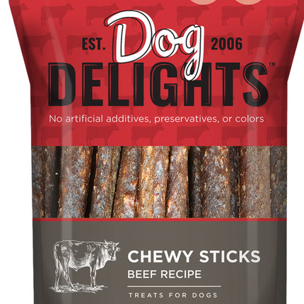 Dog Delights Chewy Beef Sticks Dog Treats OPEN