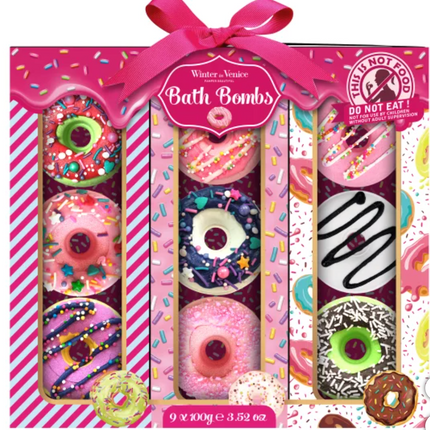 Winter In Venice Doughnut Bath Bombs, 9 x 100 g