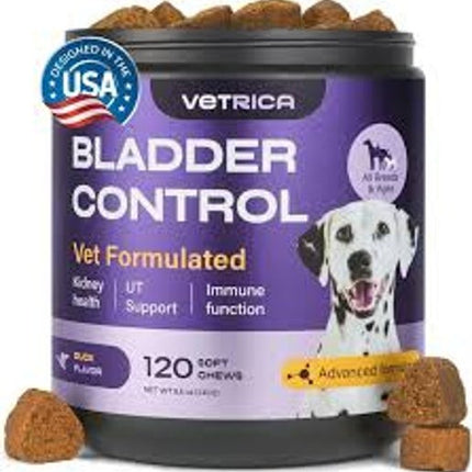 Vetrica Bladder Control Supplement for Dogs Duck Flavor 130ct soft chews