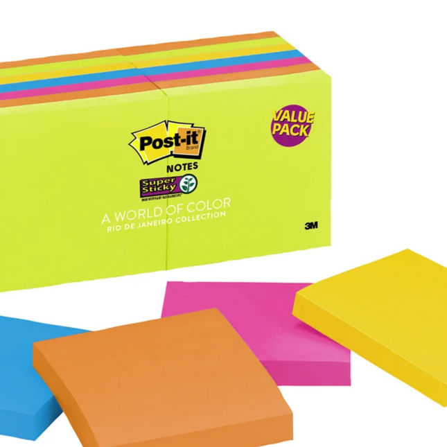 3M Post-it Super Sticky Rio de Janeiro Collection, 14-pack