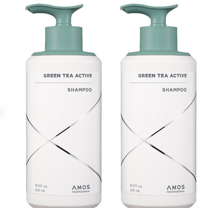 Amos Professional Green Tea Active Shampoo (2 × 500 mL Pack)