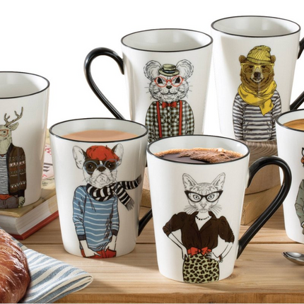 Signature 16oz Hipster Animal Mugs 6-Pack