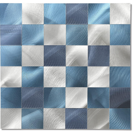 Yipscazo Peel and Stick Backsplash Mosaic Tile 1 Sheet Silver/Blue