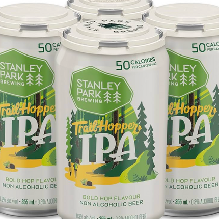 Stanley Park Non-Alcoholic Trail Hopper IPA, 355 mL Cans, Pack of 4,