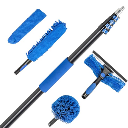Vaughan 5 Piece Home Cleaning Kit with 12' Telescoping Extension Pole