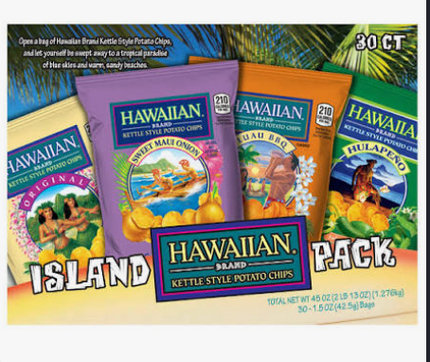 Hawaiian Brand Kettle Style Potato Chips OPENED