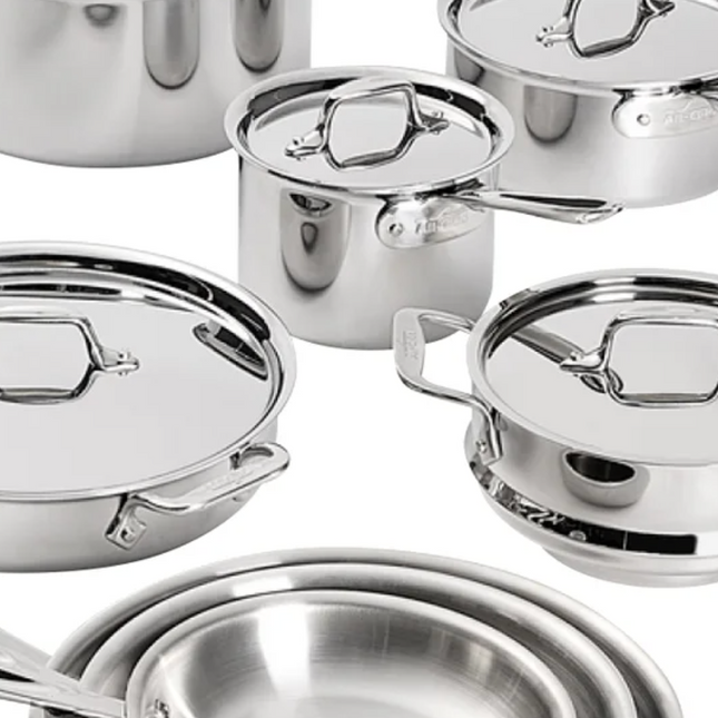 All-Clad D3 Stainless Steel 8-Piece Cookware Set-USED ONCE