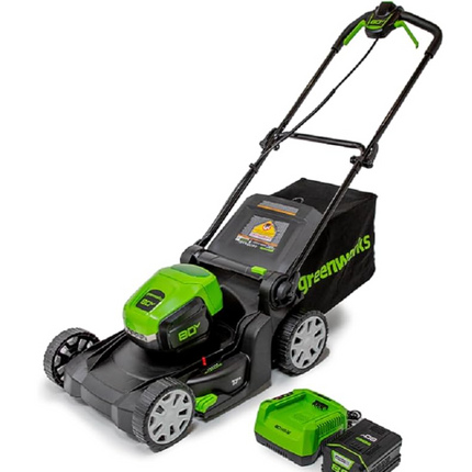 Greenworks 80V 17" Lawn Mower, 2.0 Ah Battery and Charger Included