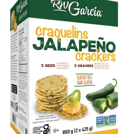 RW Garcia 3 Seed Jalapeño Crackers, 1 × 425 g