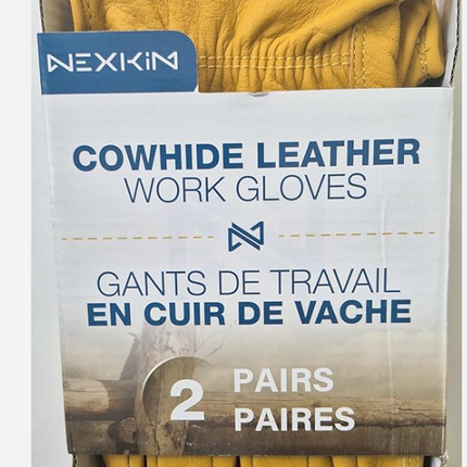 NEXKIN Cowhide Leather Work Gloves 2 pk