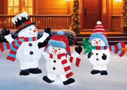 Snowman Family with 435 LED Lights, Set of 3