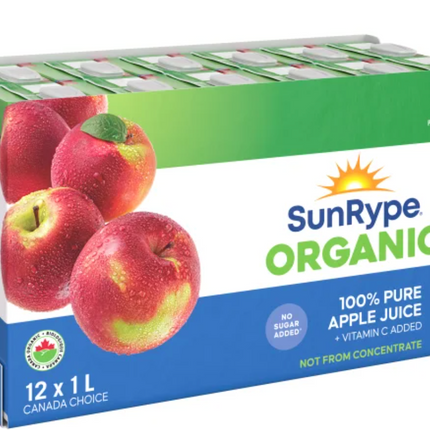 SunRype Organic Apple Juice 10-12 x 1 L