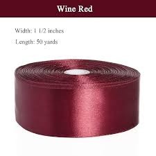 Wine Red Ribbon 1-1/2 Inch, 50 Yards Dark Red Satin