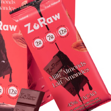 ZoRaw Milk Chocolate with Almonds, 55 g