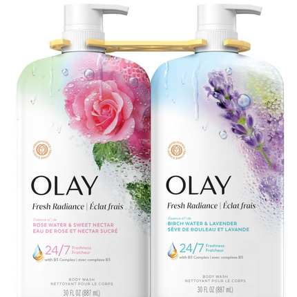 Olay Fresh Radiance Body Wash, 2 x 887 mL OPENED
