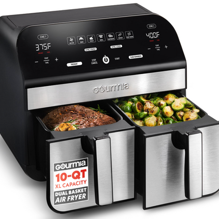 Gourmia 10-Qt Dual Basket Digital Air Fryer