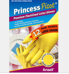 Princess Picot Latex Gloves, 10-12-pack