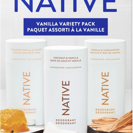 Native Deodorant Vanilla Variety Pack, 3 x 75 g