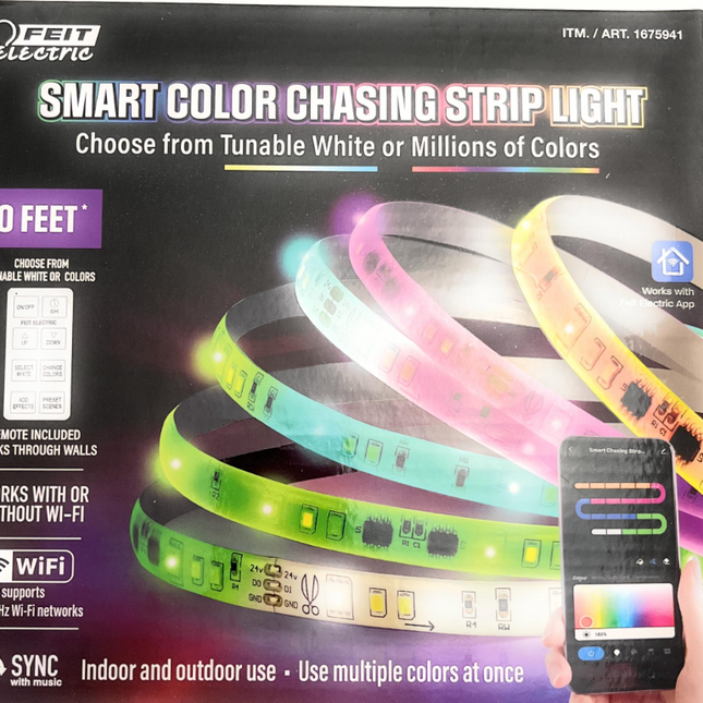 20ft Smart LED Strip: Color Chasing, Wi-Fi Control by Feit Electric
