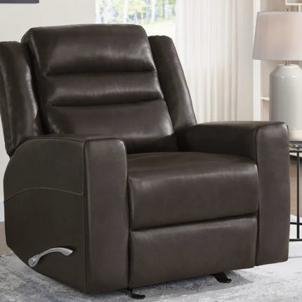 Monterrey Hills Top-grain Leather Glider Recliner with Arc Handle