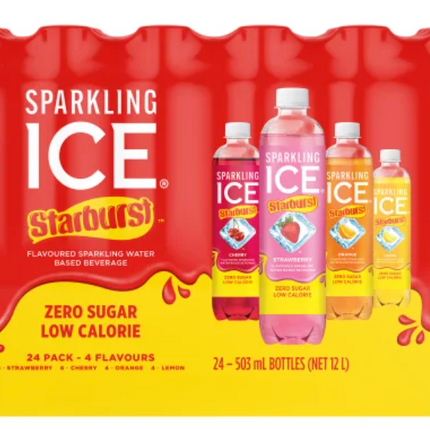 Sparkling Ice Starburst Flavoured Sparkling Water, 503 mL, 24-pack
