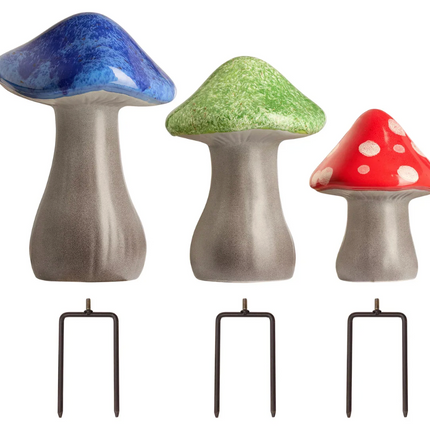 INSIDE OUTSIDE GARDEN - Set of 3 Ceramic Garden Mushrooms