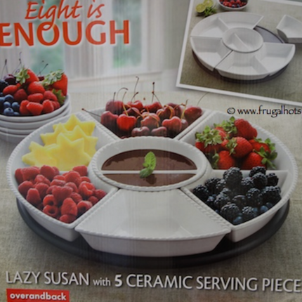 Over and Back Eight Is Enough Lazy Susan With 5 Ceramic Serving Pieces