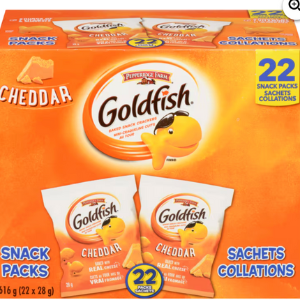 Goldfish Baked Snack Cheddar Crackers, 24 × 43 g (1.5 oz.)