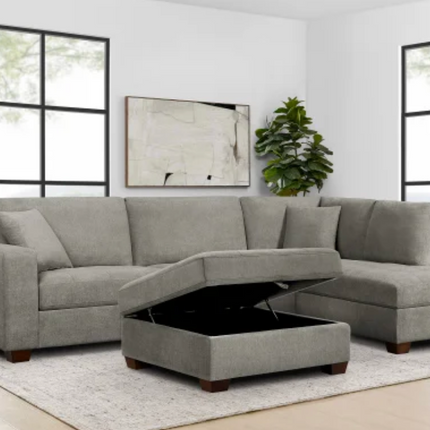 Thomasville 3-piece Fabric Sectional with Storage Ottoman