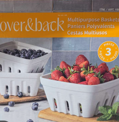 Over & Back 3-Piece Multipurpose Stoneware Berry Baskets